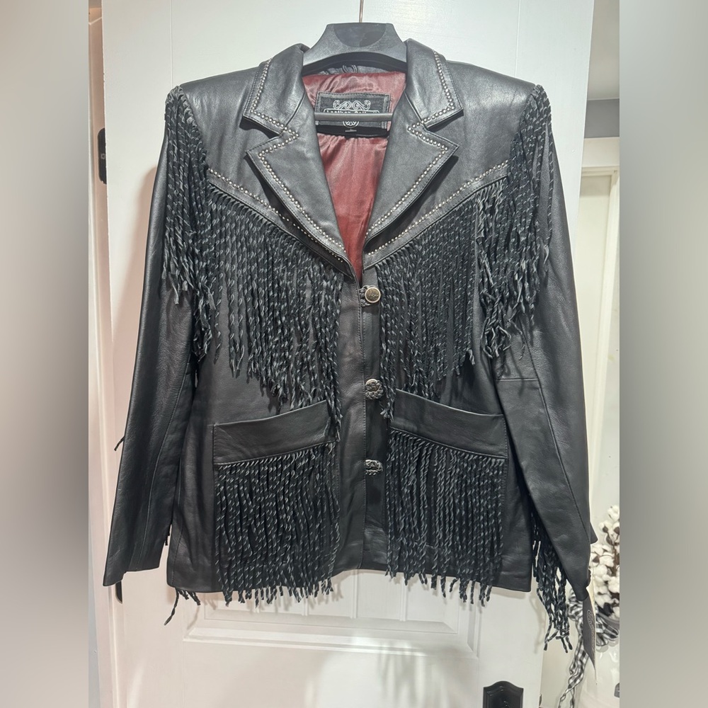 Leather Gallery Black Fringe Leather Jacket
